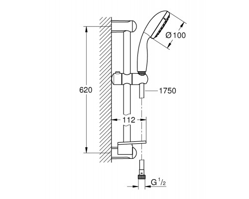 1000179 Набор для ванны Eurosmart Cosmo: Смеситель для рак (23325000), смеситель для ванны (32831000), Tempesta 100 II с полкой (27926001), хром 1000179