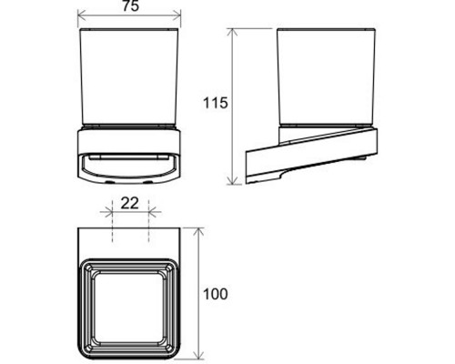 Держатель со стаканом (стекло) TD 210.20 черный X07P557