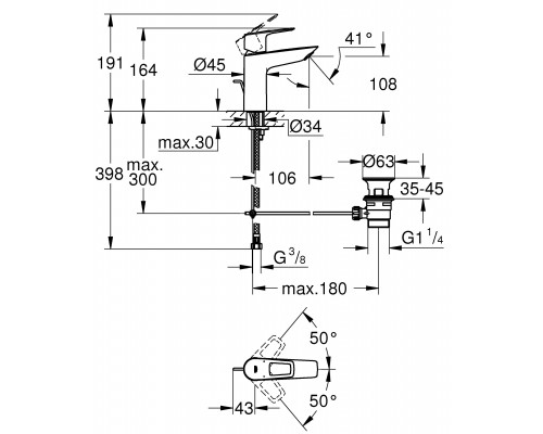 23762001 BauLoop Смеситель для раковины размер M хром 23762001