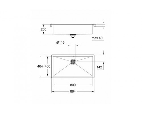 31580SD1 K700 Мойка из нержавеющей стали, 1 чаша, 90-S 86,4/46,4 1.0 (4 шт. - пал.) 31580SD1
