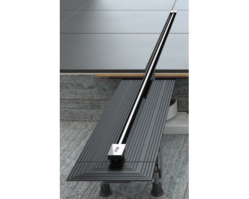 704353 Advantix Vario Set душевой лоток 300-1200мм, высота 95–165мм, с дизайн-вставкой, заглушками, опорами, сифоном, матовый хром, модель 4965.20 704353