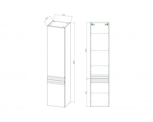 AQ70035L-LC Пенал ВЕГА 35 см, 2 двери, цвет капучино светлый, петли слева AQ70035L-LC