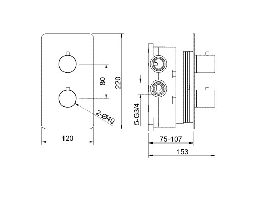 AQ1393BGM ЕВРОПА термостатический смеситель для ванны 3 режима (внешняя и скрытая часть), оружейная сталь (шлиф. черный хром) AQ1393BGM