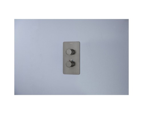 AQ1393BGM ЕВРОПА термостатический смеситель для ванны 3 режима (внешняя и скрытая часть), оружейная сталь (шлиф. черный хром) AQ1393BGM