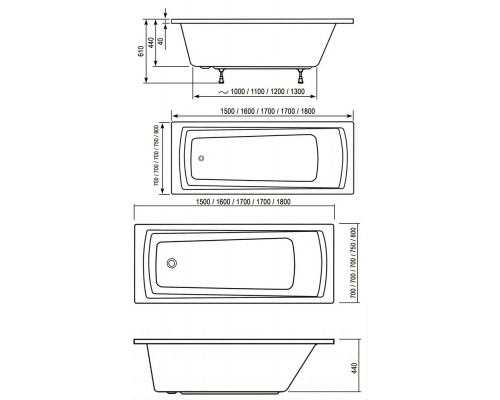 Ванна DOMINO PLUS 180х80 белая C651R00000