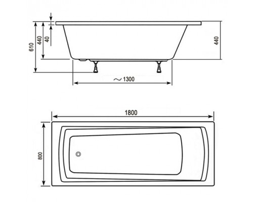 Ванна DOMINO PLUS 180х80 белая C651R00000