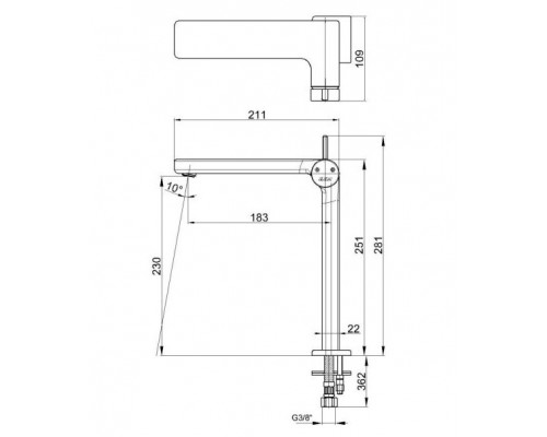 102188046HEX PURITY смеситель для раковины 230 102188046HEX