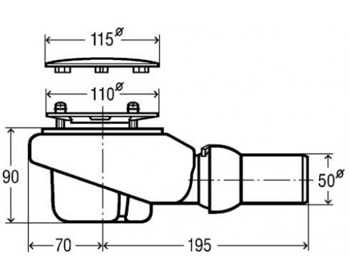 578916 Tempoplex Plus сифон для душевого поддона, для отверстия 90мм, 0,85 л/сек., горизонт. отвод, накладка хром 578916