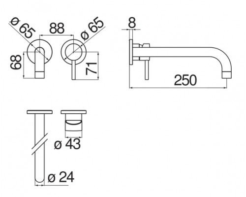 LV00199/2BM LIVE смеситель для раковины (внешняя часть), матовый черный LV00199/2BM