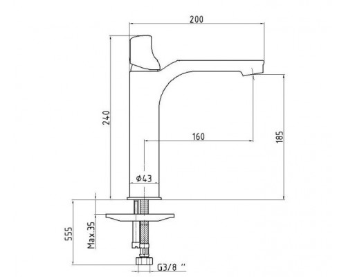 104508983EX MYRA смеситель для раковины 185, черный хром 104508983EX