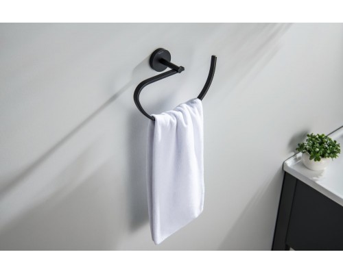 AQ4621MB БЕТТА полотенцедержатель овальный, матовый черный AQ4621MB