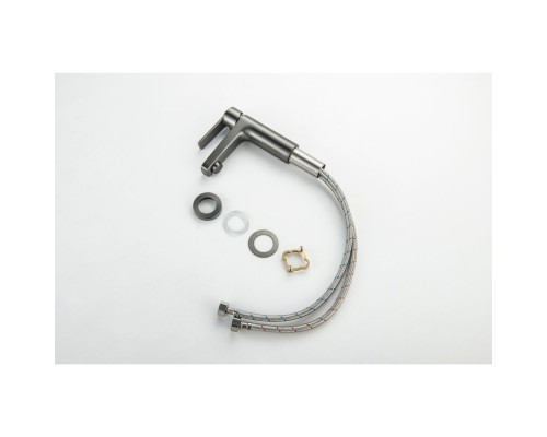 AQ1710BGM ЛУГАНО смеситель для раковины 106 без донного клапана, оружейная сталь (шлиф. черный хром) AQ1710BGM