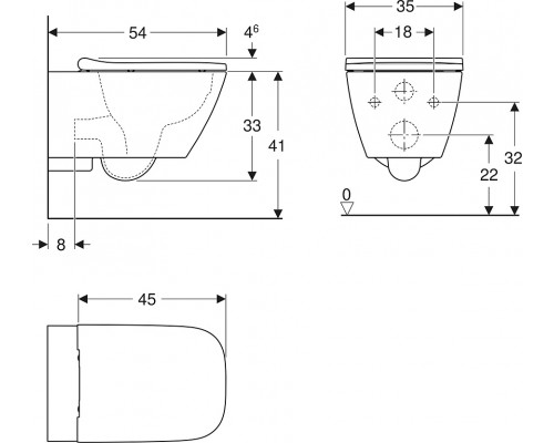 500.683.01.2 Smyle Square Унитаз подвесной безободковый Rimfree® в комплекте с сиденьем с плавным закрыванием SoftClose 500.683.01.2