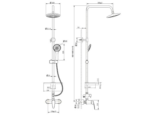 LM0460CLINARAСмеситель для душа с верхней душевой лейкойТропический дождь хром LM0460C