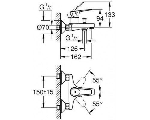 23756000 BauFlow Смеситель для ванны, хром 23756000