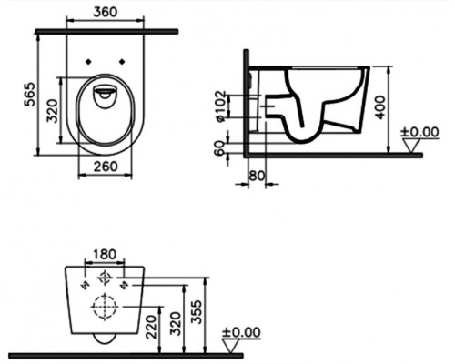 7870B403-0075 Подв-й б/обод. ун-з VitrA Nest QFlush (НУЖНА КРЫШКА 220-003R409) 7870B403-0075