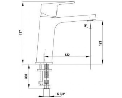 104808989EX TIERA смеситель для раковины 121 без донного клапана белый/ хром 104808989EX