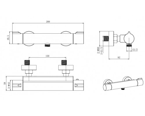 AQ1063CR ВЕГА термостатический смеситель для душа AQ1063CR