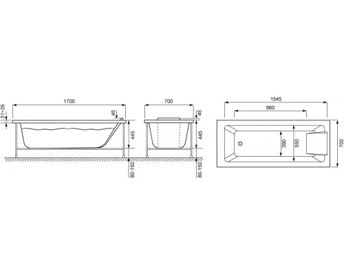 E60518RU-00 Sofa прямоугольная ванна 170x70 см E60518RU-00