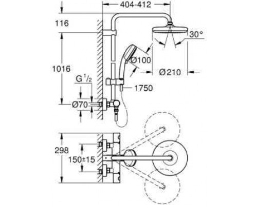 27922001 Tempesta Cosmopolitan 210 Душевая система с термостатическим смесителем, хром 27922001