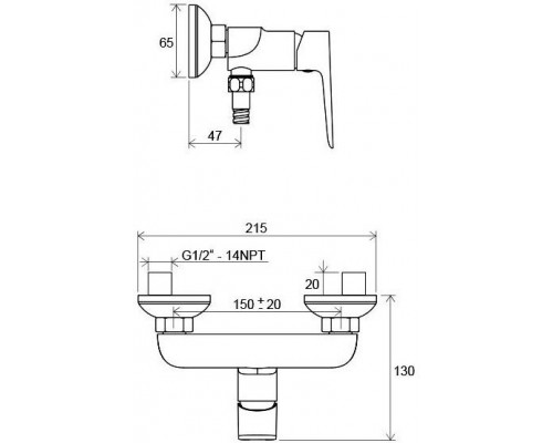 Смеситель для душа CL 032.00/150 150 мм X070084