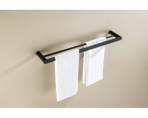 AQ4430MB ЛИРА полотенцедержатель двойной 600 мм, матовый черный AQ4430MB