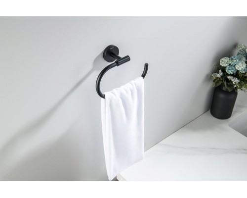 AQ4221MB ОБЕРОН полотенцедержатель овальный, матовый черный AQ4221MB