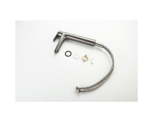 AQ1104BGM БЕТТА смеситель для раковины высокий 230, без донного клапана, оружейная сталь (шлиф. черный хром) AQ1104BGM