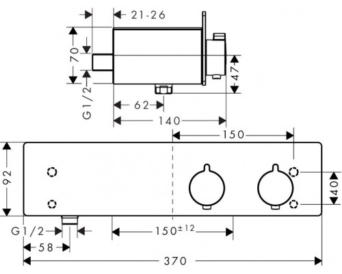 13102400 HG ShowerTablet 350 термостатический смеситель для душа белый/хром 13102400