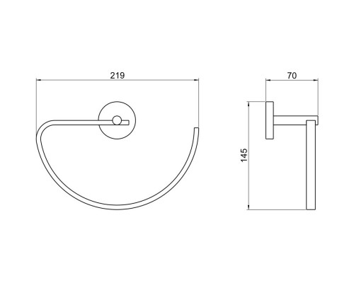 AQ4621BGM БЕТТА полотенцедержатель овальный, оружейная сталь (шлиф. черный хром) AQ4621BGM