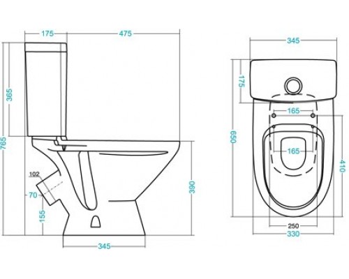 1.WH30.2.141 ЛИГА унитаз-компакт, диагон.выпуск, 2 режима, метал.крепление 1.WH30.2.141