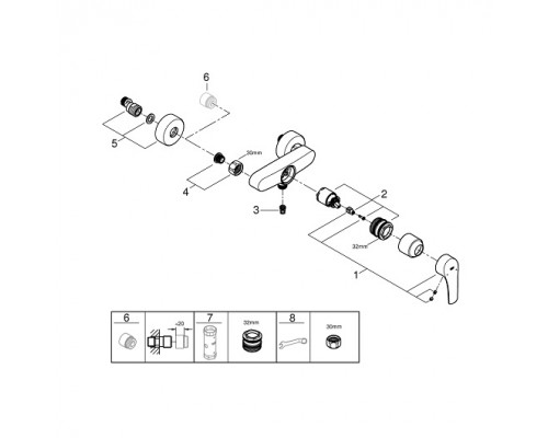 33555003 Eurosmart 2021 Смеситель для душа наружный, хром (замена 33555002) 33555003