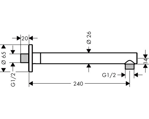 27809670 HG Vernis Blend держатель верхнего душа 240 мм матовый черный 27809670