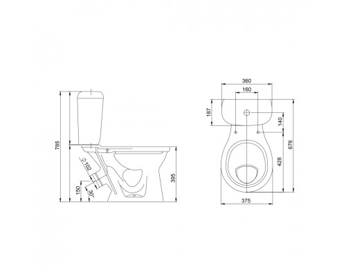 1P3016S0000BF Унитаз-компакт Виктория белый, сидение полипропилен (арт. 188016S0020B0), кос вып 1.P301.6.S00.00B.F