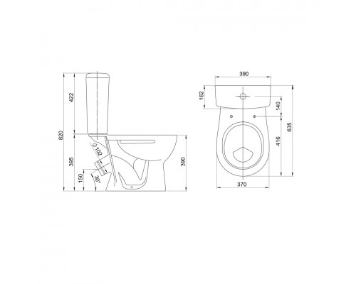 1P4008S0000BF Унитаз-компакт Орион белый, сидение полипропилен (арт. 188008S0020B0), кос вып 1.P400.8.S00.00B.F