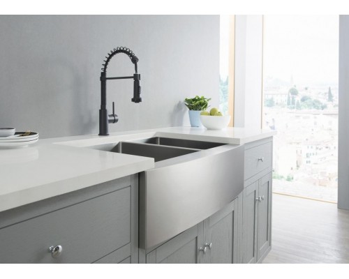 AQ1387MB ЕВРОПА смеситель для кухни 2 jet (профессиональный), матовый черный AQ1387MB