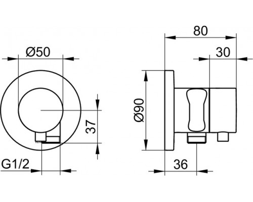59557011201 IXMO Встраиваемый запорный вентиль с переключателем на 2 потребителя, выводом для шланга и держателем лейки DN 15, хром 59557011201