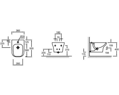 EME0002-00 Подвесное биде Vox, белый EME0002-00
