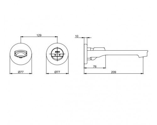 102167603HEX-YY MYRA смеситель для раковины настенный 2 отв. (внешняя часть) 102167603HEX-YY