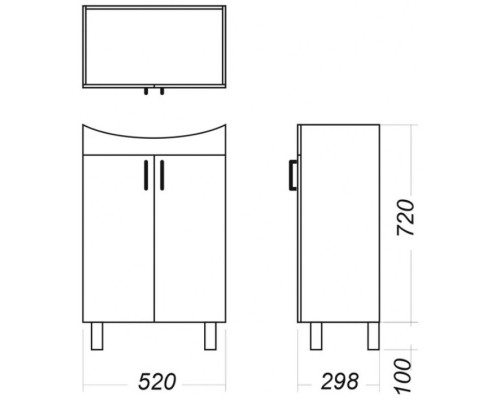 Тумба напольная Рондо 56 + Умывальник РОНДО 56 SET_Рондо/Рондо-56
