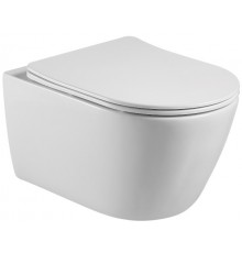 AQ1253W-00 БЕТТА Унитаз подвесной безободковый 531360344мм, тонкое сиденье с механизмом плавного закрывания, крепеж AQ1253W-00