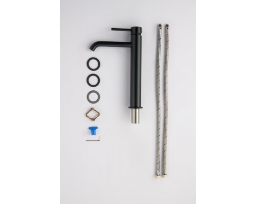 AQ1304MB ЕВРОПА смеситель для раковины высокий 215, без донного клапана, матовый черный AQ1304MB