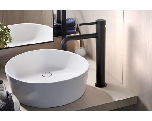 AQ1304MB ЕВРОПА смеситель для раковины высокий 215, без донного клапана, матовый черный AQ1304MB