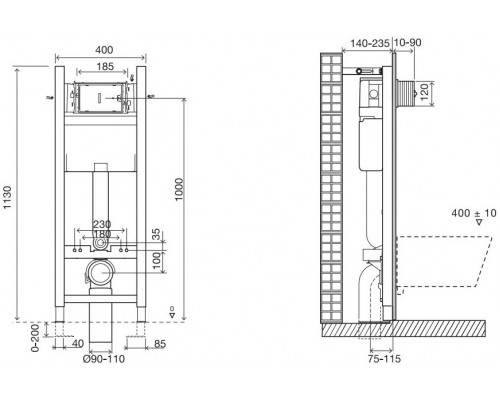 E33131RU-NF Система инсталляции на 3/6L 400 мм E33131RU-NF