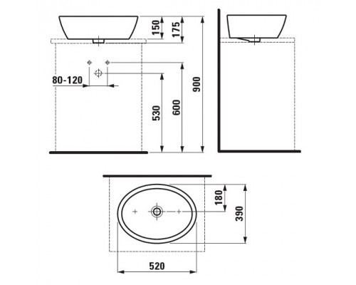 PRO B 1296.4.000.109.1 раковина 52 x 39 чаша 8.1296.4.000.109.1
