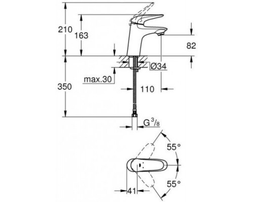 23715003 Eurostyle Смеситель для раковины хром 23715003
