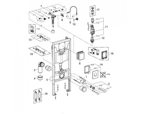 38721001 Rapid SL Монтажный элемент для подвесного унитаза в комплекте с клавишей смыва 38505000 (хр.глянц.), комплектом крепления 38721001