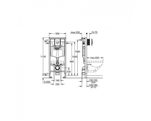 38721001 Rapid SL Монтажный элемент для подвесного унитаза в комплекте с клавишей смыва 38505000 (хр.глянц.), комплектом крепления 38721001