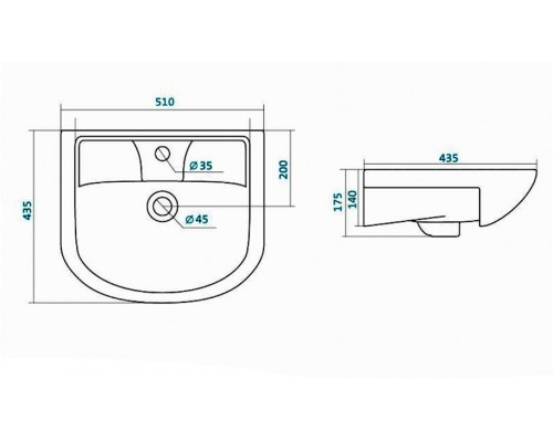 1.WH11.0.256 ЛАДОГА-50 Умывальник 1.WH11.0.256