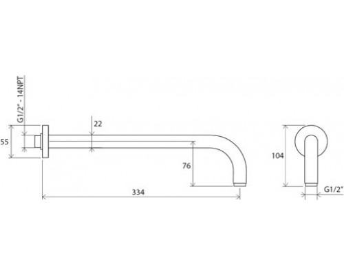 Вывод боковой для душа круглый из латуни (980.00) 702.00 X07P112